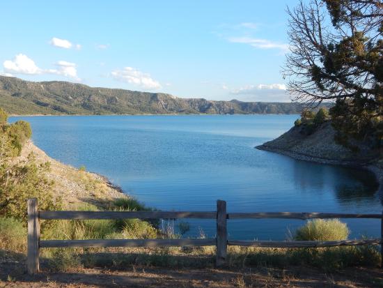 The view of blue waters lined with mountains